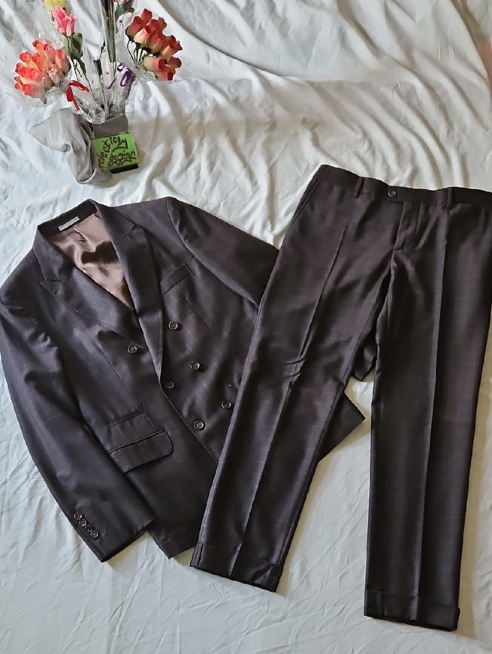 Brunello Cucinelli Dark Brown Double-Breasted Wool Suit